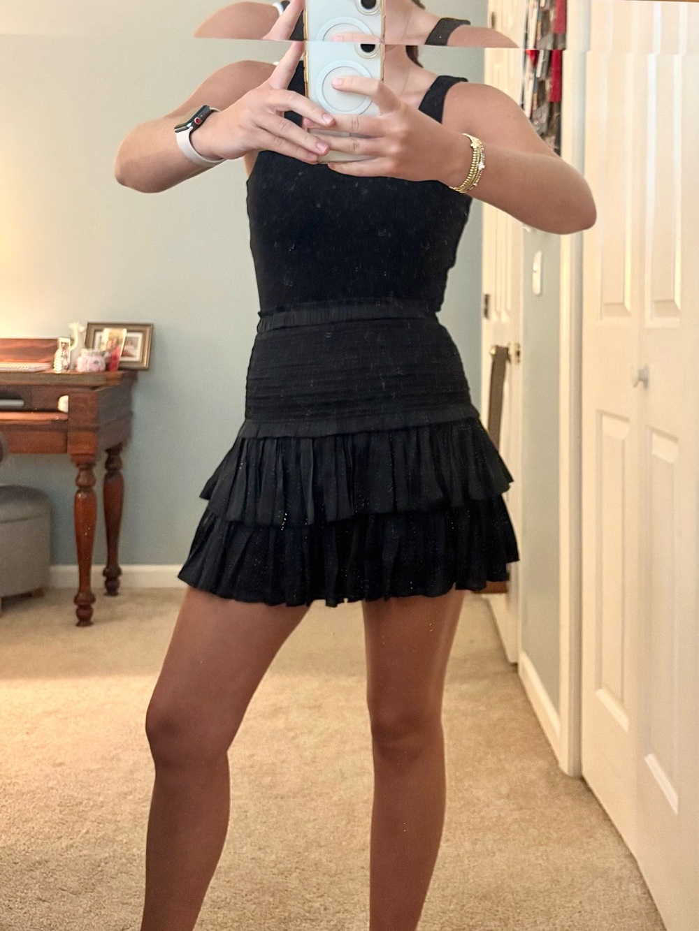 The Reset Black Tiered Ruffle Mini Dress